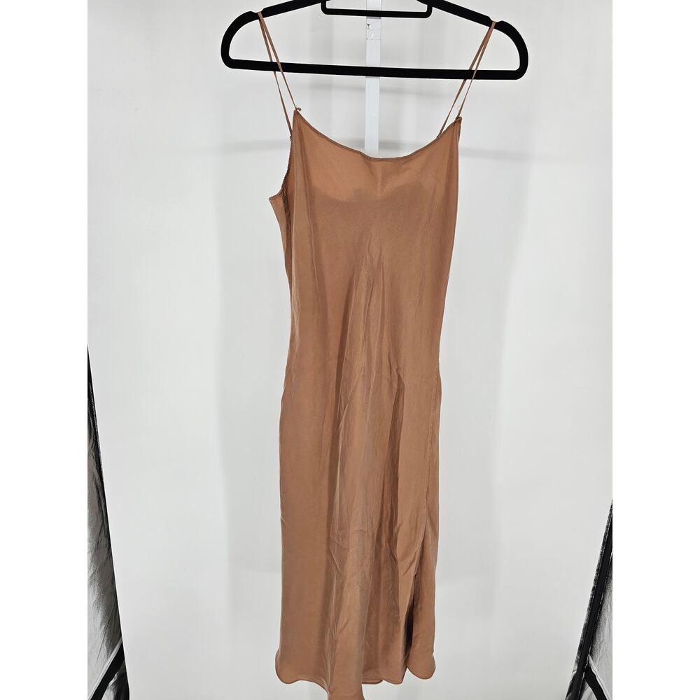 J Crew Womens Sz 4 Midi length Slip Dress Solid Beige Spaghetti Strap